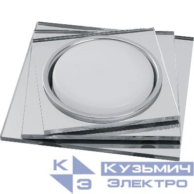 Светильник CD5024 15Вт GX53 встраив. квадрат без лампы со светодиод. подсветкой 20LEDх2835 SMD 4000К с драйвером в комплекте прозр. хром FERON 40523