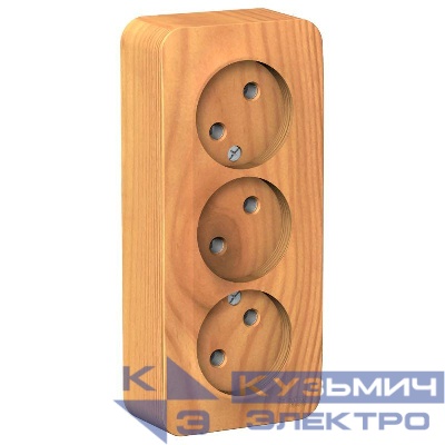 Розетка 3-м ОП Blanca 16А IP20 250В без заземл. без защ. шторок с изолир. пластиной ясень SE BLNRA000315