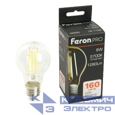 Лампа светодиодная LB-1108 8Вт 2700К E27 1280лм 175-265В FERON 48892