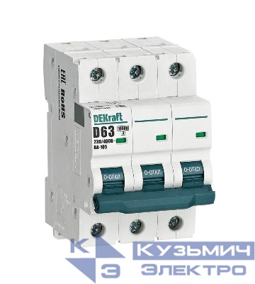 Выключатель автоматический модульный 3п D 63А 10кА ВА-105 DEKraft 13231DEK