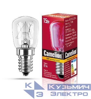 Лампа накаливания MIC 15/P/CL/E14 15Вт E14 220-230В для холодильников и швейн. машин Camelion 12116