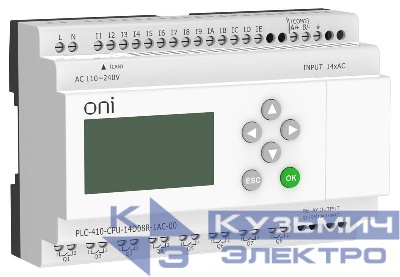 Модуль ЦПУ ПЛК 410 14 DI 8 RO 220В AC с Ethernet портом с экраном ONI PLC-410-CPU-14D08R-1AC-00