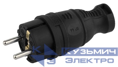 Вилка каучуковая с заземл. прям. 16А IP44 черн. Эра Б0044540