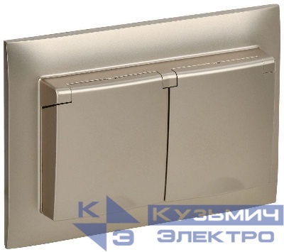 Розетка 2-м SKANDY 16А IP44 с крышкой в сборе SK-R12Sh шампань IEK SK-R26-16-44-K37-F