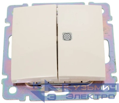 Выключатель 2-кл. СП Valena 10А IP31 с индикацией механизм сл. кость (DIY-упак.) IEK 695606