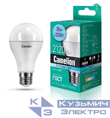 Лампа светодиодная LED25-A65/845/E27 25Вт 220В Camelion 13572