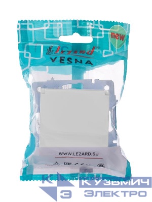 Розетка 1-м СП Vesna с заземл. с крышкой ПБТ механизм бел. LEZARD 742-0288-123B