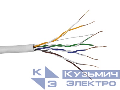 Кабель Skynet Premium UTP4 cat.5е, одножильный, 305м, Cu, Проходит Fluke тест, нг(А)-LSLTx, светло-серый