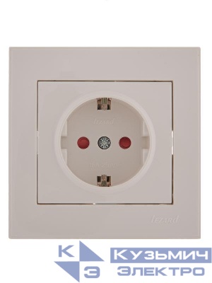 Розетка 1-м СП Rain 16А IP20 защ. шторки керамика бел. LEZARD 703-0202-124