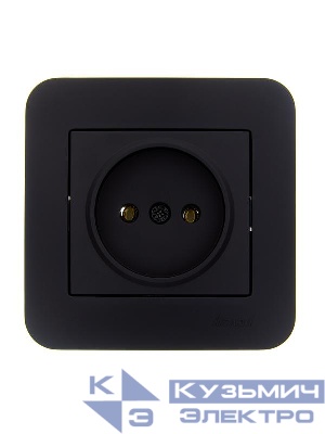 Розетка 1-м СП ASTI 16А IP20 без заземл. термопласт в сборе черн. бархат. LEZARD 7081-4242-121B