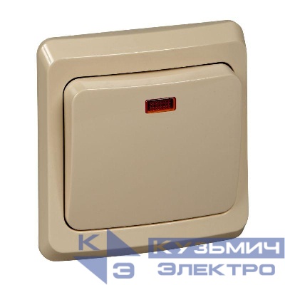 Выключатель 1-кл. СП Этюд 10А IP20 с подсветкой крем. SE BC10-005K