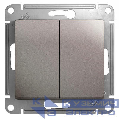 Выключатель 2-кл. СП Glossa 10А IP20 (сх. 5) 10AX механизм платина SE GSL001251