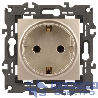 Розетка 1-м СП Эра Elegance 14-2101-04 16А IP20 16AX 250В 2P+E Schuko шампань Эра Б0034268