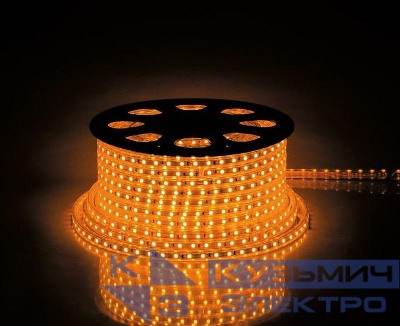 Лента светодиодная LS704 60SMD(2835)/м 4.4Вт/м 220В IP65 с 2 сетевыми шнурами 2 заглушками 2 коннекторами 10 крепежами в комплекте желт. (уп.100м) FERON 26240