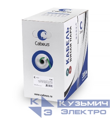 Кабель витая пара FTP (F/UTP) кат.5E 4 пары 24 AWG ОЖ экран-фольга нг(А)-LSLTx зел. (уп.305м) Cabeus 11267c