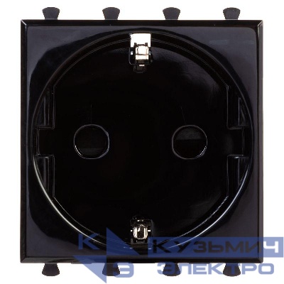 Розетка 1-м 2мод. Avanti "Черный квадрат" 16А IP20 2P+E защ. шторки черн. DKC 4402002