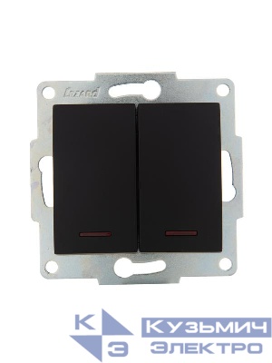 Выключатель 2-кл. 1п СП Karina 10А IP20 с подсветкой механизм черн. бархат LEZARD 707-4288-112