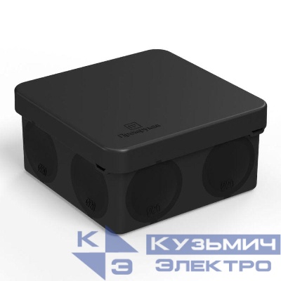 Коробка распределительная ОП 80х80х40мм двухкомпонентн. безгалоген. (HF) для прямого монтажа черн. Промрукав 60-0210-9005