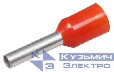 Штыревой втулочный кабельный наконечник Е 1008 (НШВИ F=8мм) 1,0мм2, изолированный, красный, 100 шт, NETKO Optima