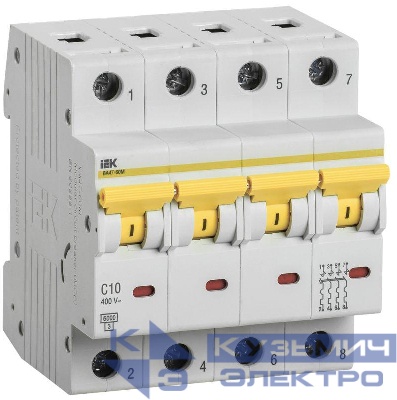 Выключатель автоматический модульный 4п C 10А 6кА ВА47-60M KARAT IEK MVA31-4-010-C