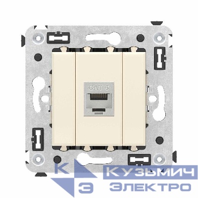 Розетка компьютерная 1-м СП Avanti "Ванильная дымка" RJ45 кат.6 без шторок экранир. механизм DKC 4405793