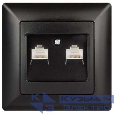 Розетка компьютерная 2-м СП Solo 4-304-05 RJ45 антрацит Intro Б0043393