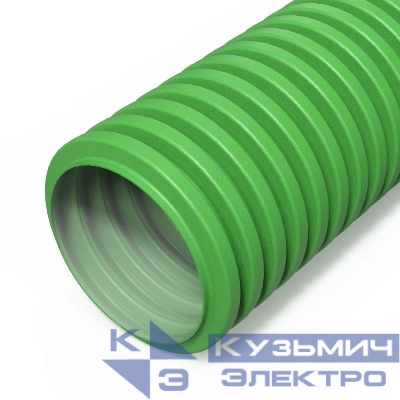 Труба гофрированная двустенная ПНД гибкая d63мм вентил. RAL6018 зел. (уп.50м) Промрукав PR15.0296