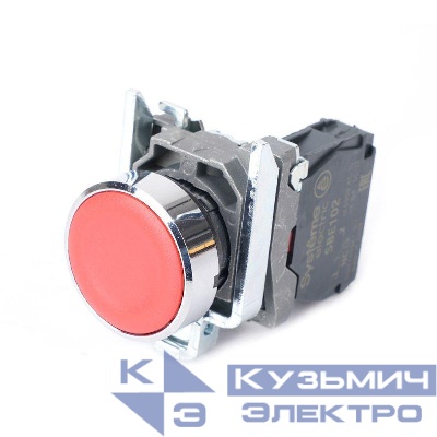 Кнопка модульная SB4 в сборе 22мм с возвратом металл 1НЗ красн. SE SB4BA42