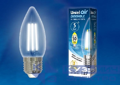 Лампа светодиодная LED-C35-5W/NW/E27/CL/DIM GLA01TR Air диммир. картон Uniel UL-00003642