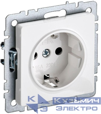 Розетка Btrite РС14-1-0-БрБ 16А с заземл. бел. IEK BR-R14-16-K01-PRO