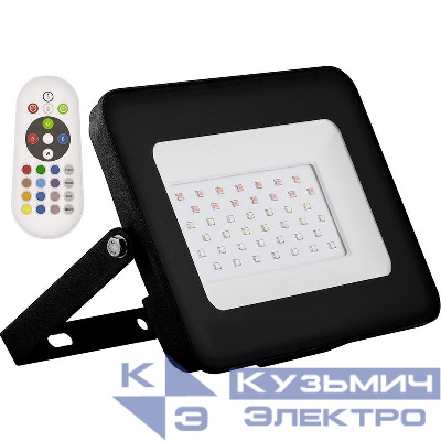Прожектор светодиодный LL-611 20Вт RGB IP65 AC 230В/50Гц 2835SMD черн. FERON 29701