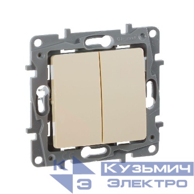 Переключатель 2-кл. СП Etika Plus 10А IP20 250В 10AX безвинтов. зажимы механизм сл. кость IEK 672312