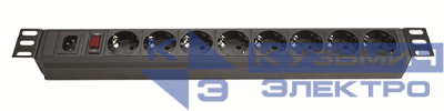 Блок розеток 8-м Schuko для 19дюйм шкафов с выкл. DKC R519SH8OPSHC14