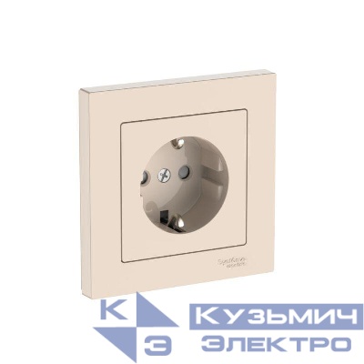 Розетка AtlasDesign 16А с заземл. защ. шторки быстрозажим. клем. в сборе беж. SE ATN000244S