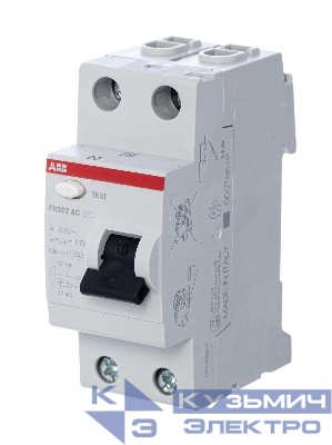 Выключатель дифференциального тока (УЗО) 2п 63А 30мА тип AC FH202 ABB 2CSF202004R1630