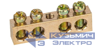 Шина NO-122-12 PEN "земля-ноль" 6х9мм 4/1 с креплениями по центру латунь ЭРА Б0047226