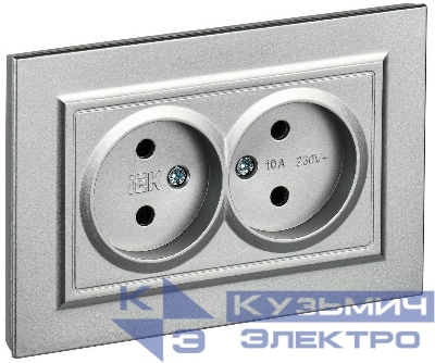 Розетка 2-м СП BRITE РС12-2-БрА 10А в сборе без заземл. без защ. шторок алюм. IEK BR-R20-10-K47-F