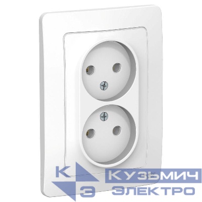 Розетка 2-м СП Blanca 16А IP20 250В без заземл. без защ. шторок бел. SE BLNRS000021