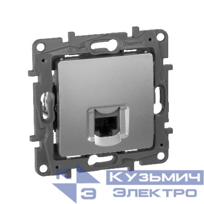 Розетка компьютерная 1-м СП Etika RJ45 кат.5E UTP механизм алюм. IEK 672441