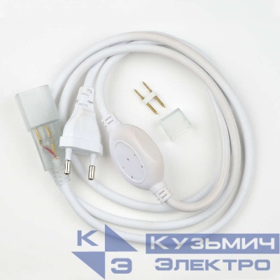 Провод электрический UCX-SP2/N21 WHITE 1 STICKER для светодиодных лент ULS-N21 NEON 220В 8х16мм 2 контакта. бел. Uniel UL-00002937