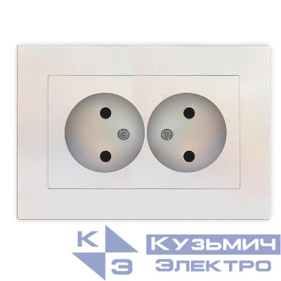 Розетка 2-м СП Афина 16А IP20 без заземл. в сборе жемчуж. Universal A0102-OBr
