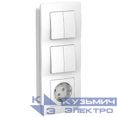 Блок СП Blanca (розетка с заземл. защ. шторки 16А 250В + 2-кл. выкл. + 2-кл. выкл.) бел. SE BLNBS102201