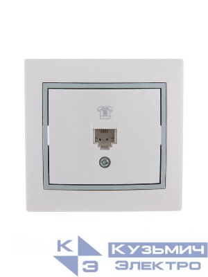 Розетка телефонная 1-м СП Mira RJ11 бел./сер. LEZARD 701-0215-137