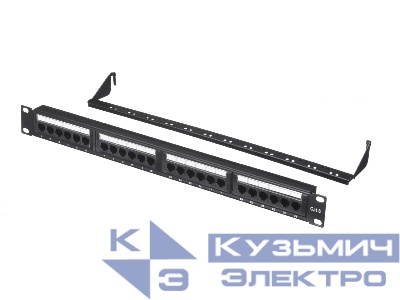 Патч-панель UTP, 19", 24 порта RJ45, cat.6, 1U, Dual Type, с органайзером, "L"