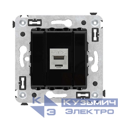 Розетка компьютерная 1-м СП Avanti "Черный квадрат" RJ45 кат.5E без шторок экранир. механизм DKC 4402763