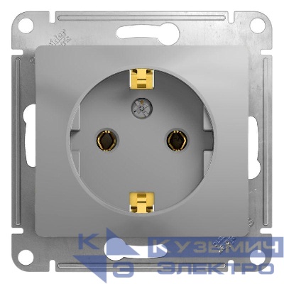 Розетка 1-м СП Glossa 16А IP20 с заземл. механизм алюм. SE GSL000343