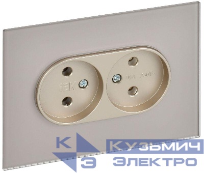 Розетка 2-м SKANDY 10А без заземл. без защ. шторок для плоской вилки SK-R03Sh шампань IEK SK-R20-10-K37