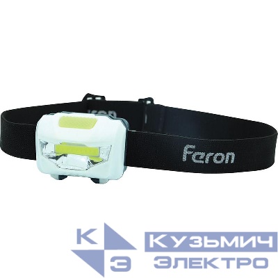 Фонарь налобный светодиодный работающий от батареек 3хAAA 3Вт 1COB IP44 пластик TH2300 FERON 41679
