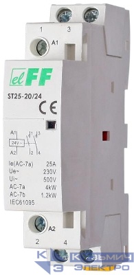 Контактор ST25-20/24 (2NO 2.2Вт 1 модуль монтаж на DIN-рейке 24В AC 25A IP20) F&F EA13.001.006