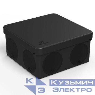 Коробка распределительная ОП 100х100х50мм двухкомпонентн. безгалоген. (HF) для прямого монтажа черн. Промрукав 60-0300-9005